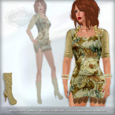 *Lurve* Mesh Mini Dress with Slit - Full Outfit - Gold