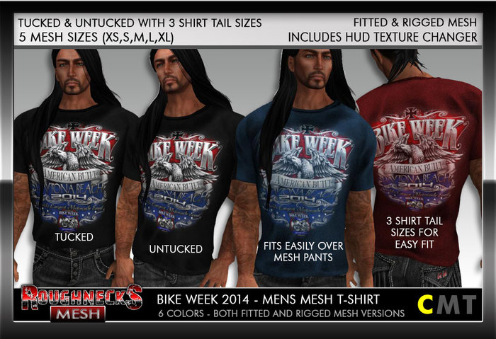 Roughnecks Mens Mesh Tshirt - Bike Week 2014 DEMO 