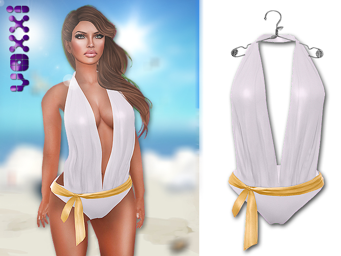 .::voxxi::. Halter Swimsuit White Gold