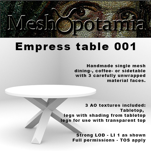 Meshopotamia Empress Table 001 w AO Textures