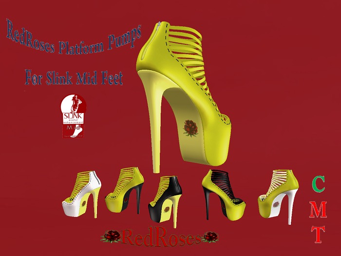 RedRoses Platform Pumps YELLOW