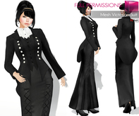 RIGGED MESH and FITMESH Black & White Victorian Buttoned Shirt Collar with Vest & Open Front Jacket 