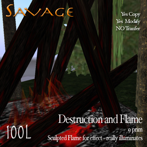 Destruction and Flame - Charred Beams with animated Flames