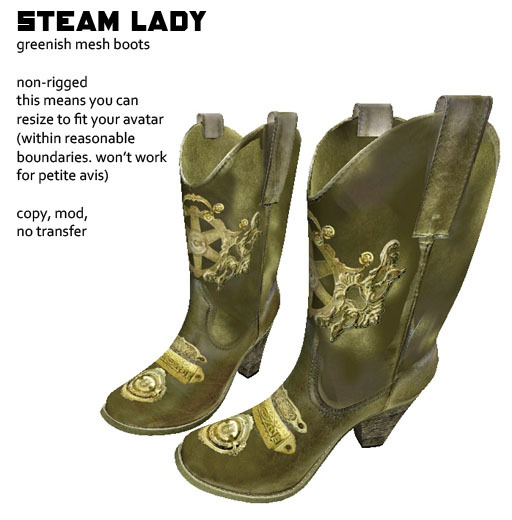 Grim Bros steam lady boots black- boxed