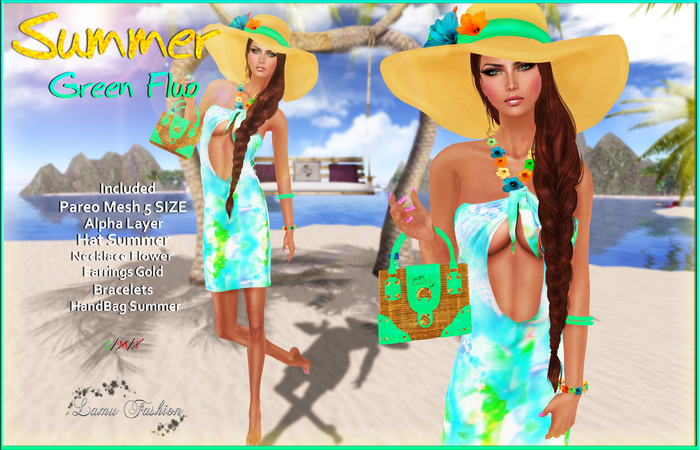 -Lamu Fashion-Outfit **Summer **FLUO GREEN !DISCOUNT!