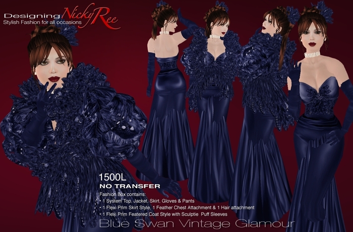 Nicky Ree Blue Swan Vintage Glamour