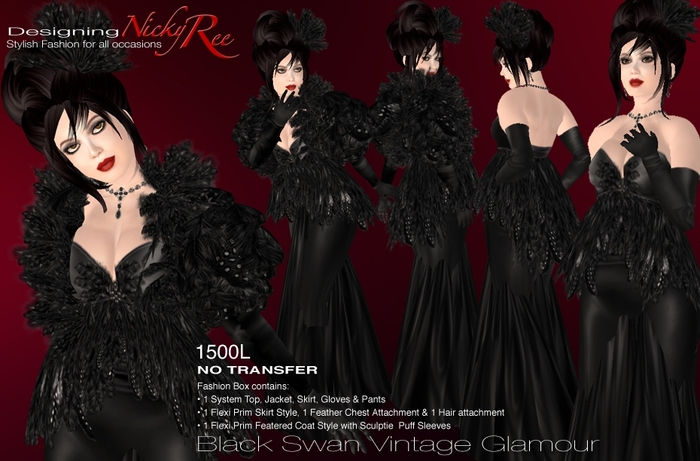 Nicky Ree Black Swan Vintage Glamour
