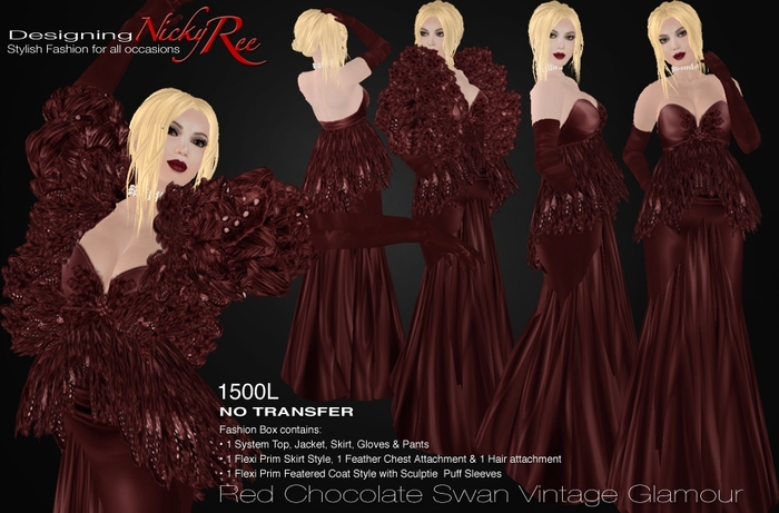 Nicky Ree Red Choc Swan Vintage Glamour