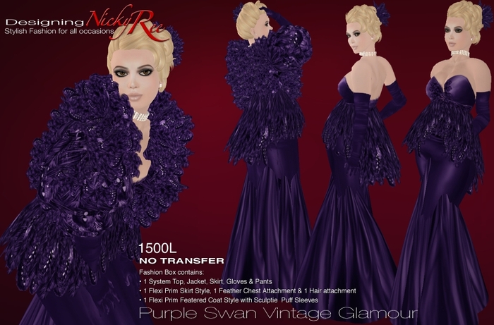 Nicky Ree Purple Swan Vintage Glamour