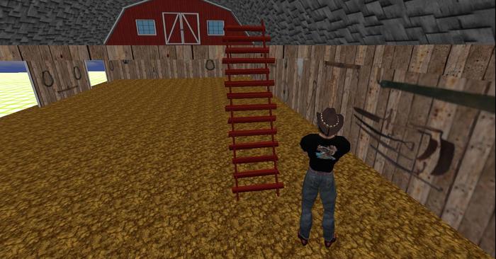 Ladder -  Primitive Barn loft Ladder or whatever 14 steps easy to walk up - one prim copy/ modify