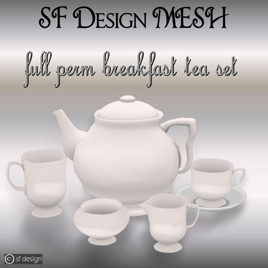 Second Life Marketplace English breakfast tea set (full perm)