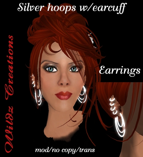  Silver hoops w/ cuff earrings