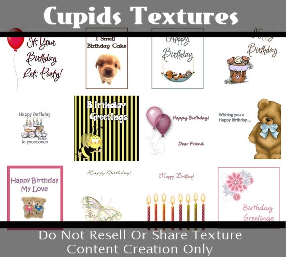 *CUPIDS TEXTURES* 16 Birthday Greeting Card Textures