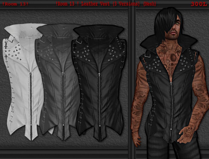 !Room 13 ! Leather Vest (3 Versions) (Mesh)