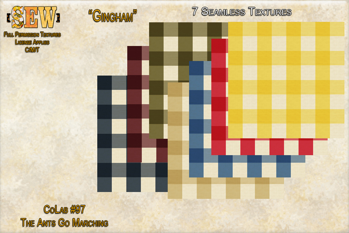 [SEW] Full Permission Hand Drawn Seamless Textures  CoLab 97 - Ants Go Marching - Gingham