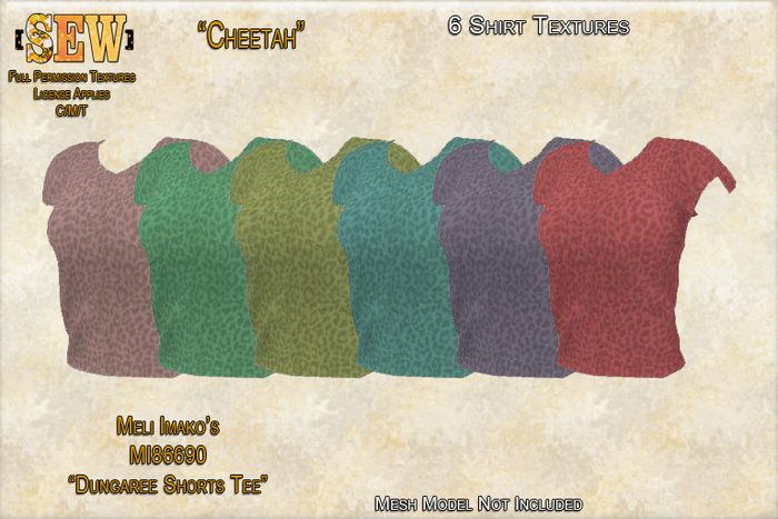 [SEW] Full Permisison Textures for MI86690 Dungaree Shorts Cheetah