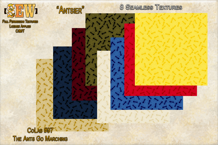 [SEW] Full Permission Hand Drawn Seamless Textures  CoLab 97 - Ants Go Marching - Antsier