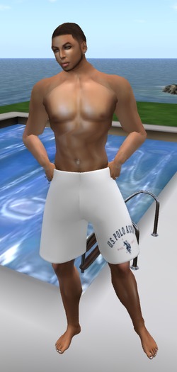 ** Starr Fashion** Men's Beach Shorts Polo White