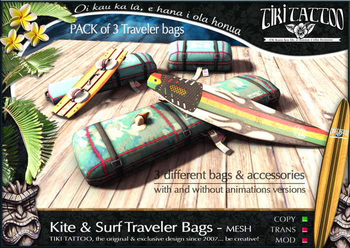 Tiki Tattoo - COPY - Kite & Surf Travelers Bags Pack - Mesh