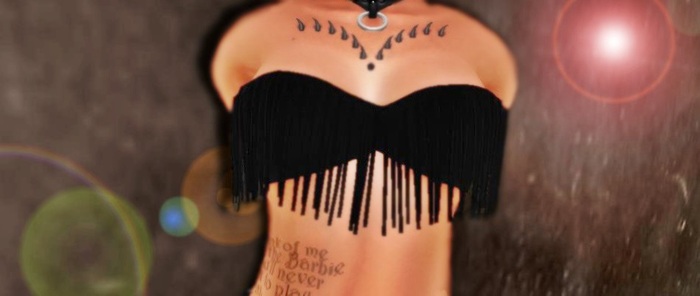 BLACK MESH FRINGE TOP(Boxed)
