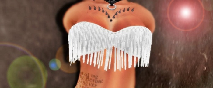 WHITE MESH FRINGE TOP(Boxed)