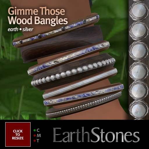 EarthStones Gimme Those Wood Bangles - Earth/Silver