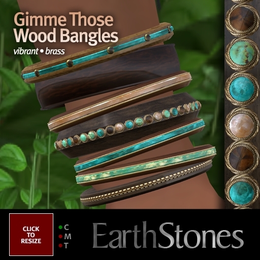 EarthStones Gimme Those Wood Bangles - Vibrant/Brass