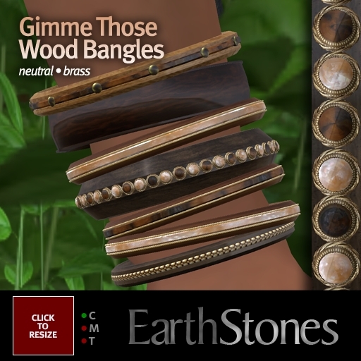 EarthStones Gimme Those Wood Bangles - Neutral/Brass