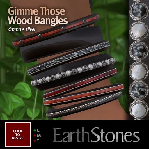 EarthStones Gimme Those Wood Bangles - Drama/Silver