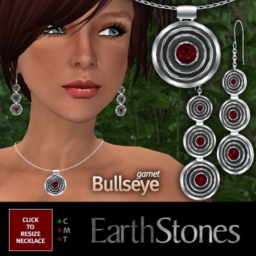 EarthStones Bullseye Necklace & Earring Set - Garnet