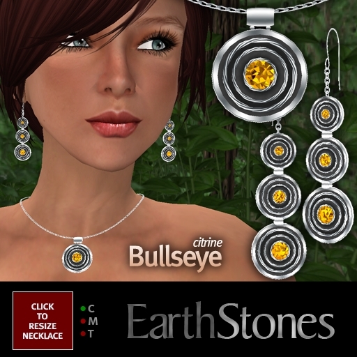 EarthStones Bullseye Necklace & Earring Set - Citrine