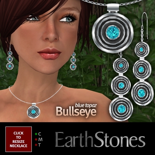EarthStones Bullseye Necklace & Earring Set - Blue Topaz