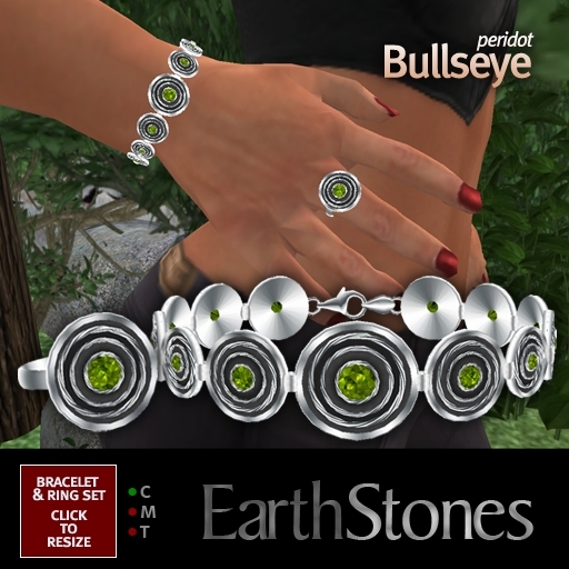 EarthStones Bullseye Bracelet & Ring Set - Peridot
