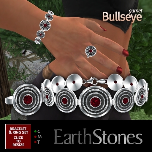 EarthStones Bullseye Bracelet & Ring Set - Garnet