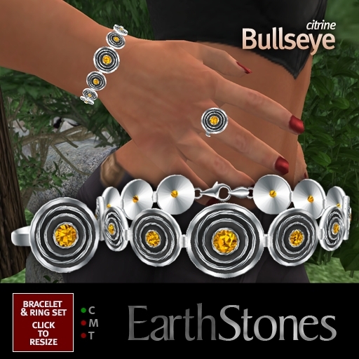 EarthStones Bullseye Bracelet & Ring Set - Citrine