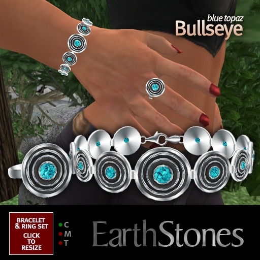 EarthStones Bullseye Bracelet & Ring Set - Blue Topaz