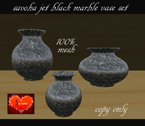 savoha jet black marble vase set