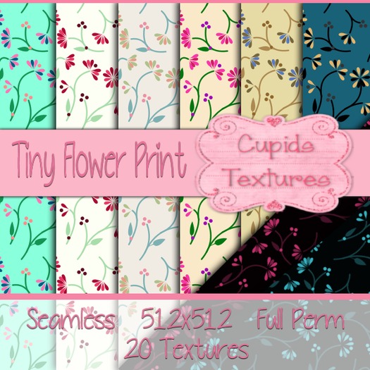 *Cupids Textures * 20 TINY FLOWER PRINT SEAMLESS