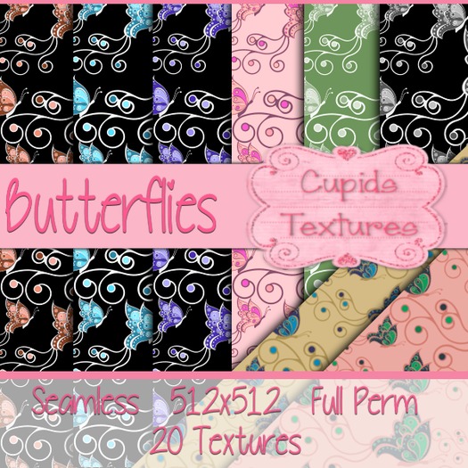 *Cupids Textures * 20 BUTTERFLIES SEAMLESS