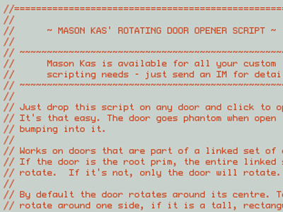  Mason Kas' Rotating Lockable Door Script - with access control and adjustable opening time.