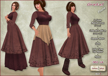 [V/W] Gretel Prune - Medieval fantasy peasant dress in 2 styles, underskirt add-on, socks, boots, Lolas Tango applier