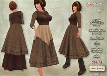 [V/W] Gretel Dirt - Medieval fantasy peasant dress in 2 styles, underskirt add-on, socks, boots, Lolas Tango applier