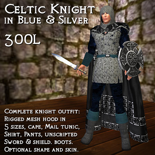 Celtic Knight in Blue & Silver - SALE