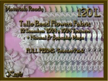 *Kushi* Tulle Bead Flowers Fabric Seamless Textures Materials Ready Full Perms 1024x1024 Tileable Repeating