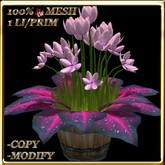 LW_ Tulips and Caladiums in Barrel - Purple - Light Pink (1 LI / Prim)