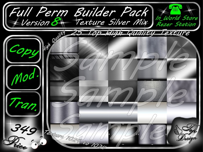 Builder Pack *Full Perm* Texture Version 8 - Silver Pack Mix 3