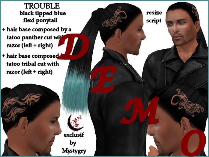 DEMO free Trouble flexi ponytail men hair base demo cut with razor in the hair base , with resize script