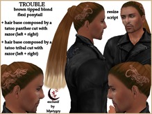 Trouble brown tipped blond flexi ponytail men panther tribal cut with razor in the hair base , with resize script