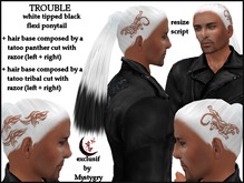 Trouble white tipped black flexi ponytail men panther tribal
