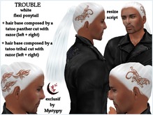 Trouble white flexi ponytail men tatoo panther tribal